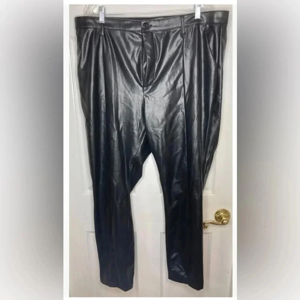 Abercrombie & Fitch Black Faux Leather Skinny Ultra High Rise Pants Sz 35 20s